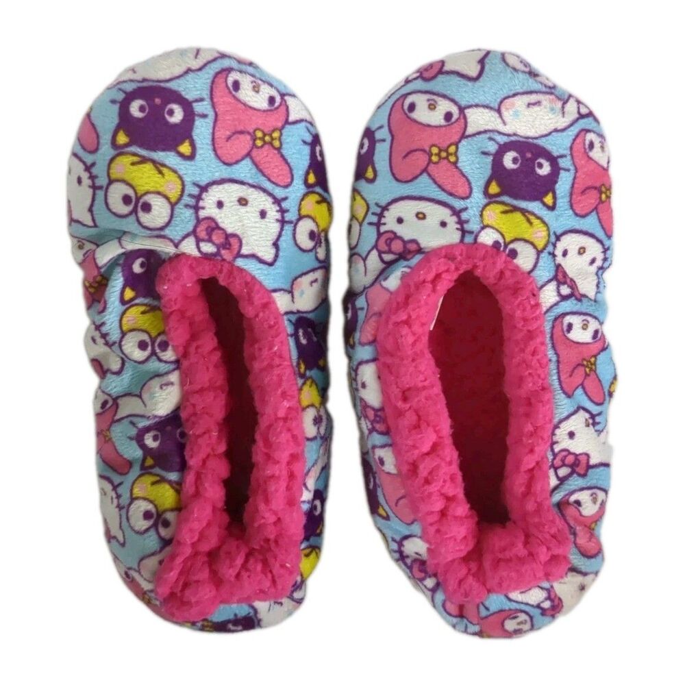 Hello Kitty Toddler Fuzzy Babba Slipper Socks Size 13 Grip Bottom Shoes Pink